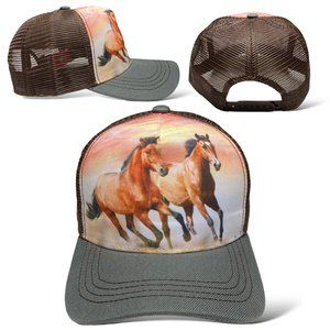 Two Horse Bronco Snapback Hat, Western, Rodeo, Outdoor Style Cap